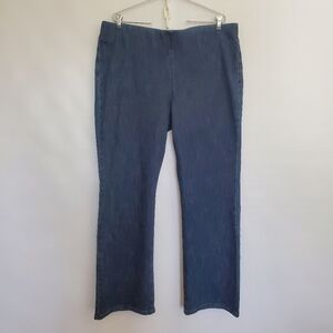 SOFT SURROUNDINGS JEANS WOMENS SZ 1X BOOT-CUT PULL-ON DARK BLUE ELASTIC WAIST